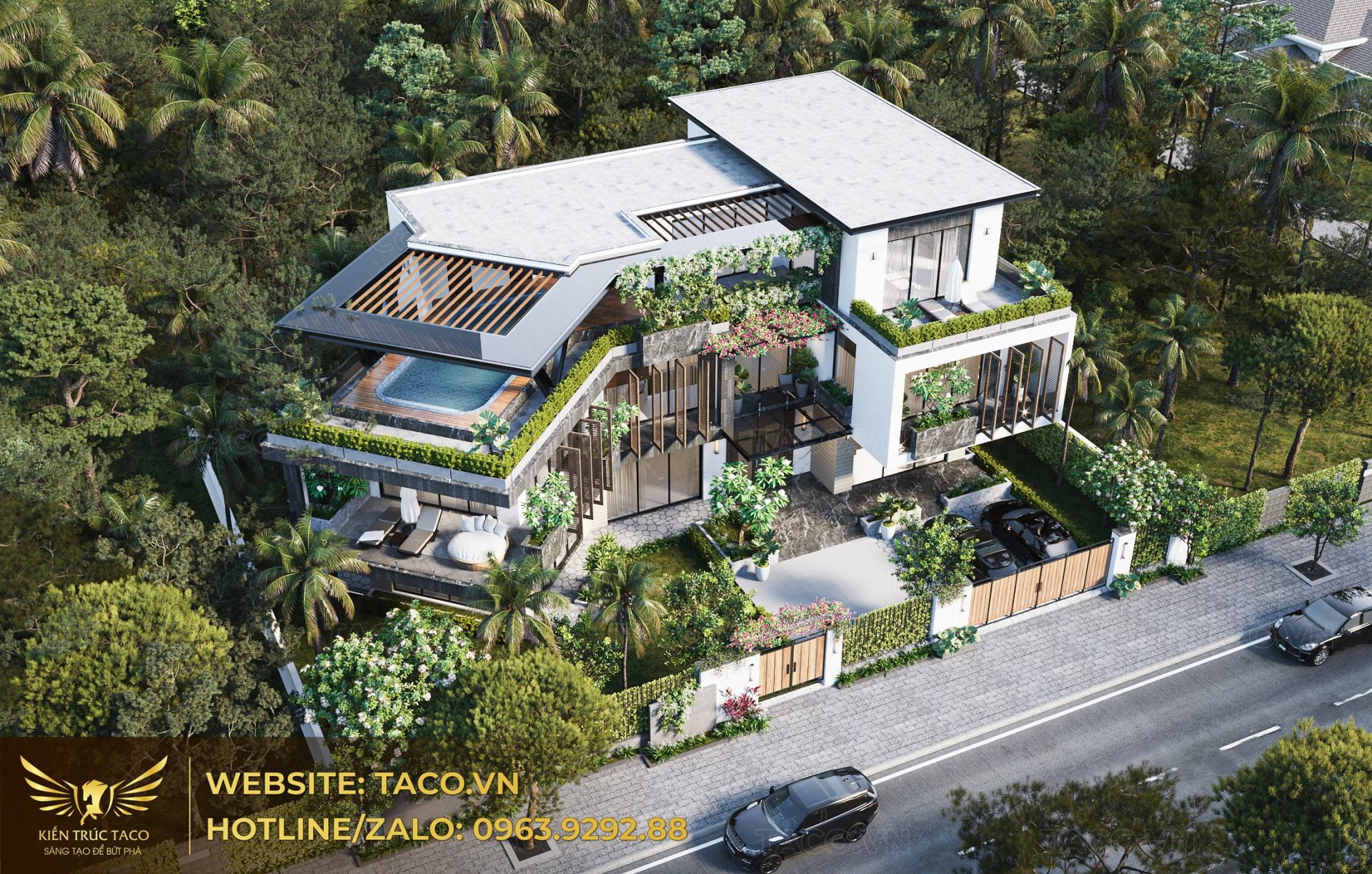 Phối cảnh mẫu biệt thự villa hiện đại đẹp