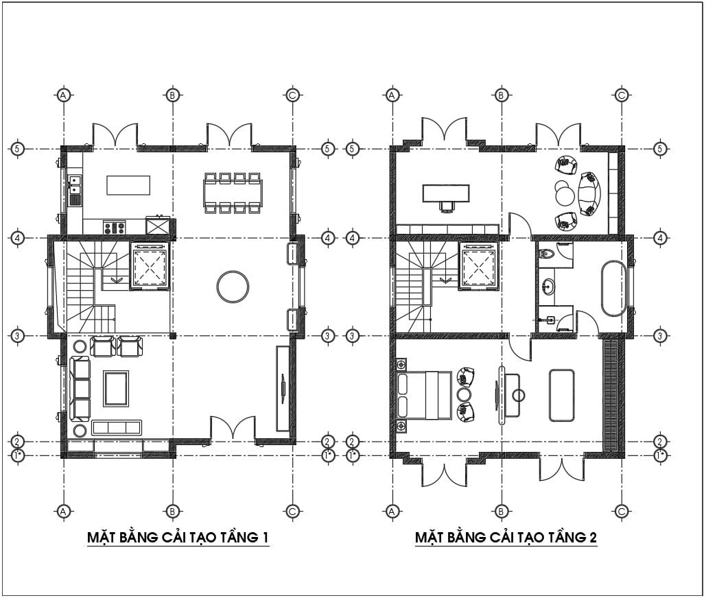 Mặt bằng công năng mãu nội thất indochine